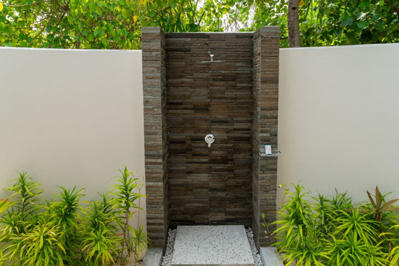 Walk-in Shower with Natural Stone Walls